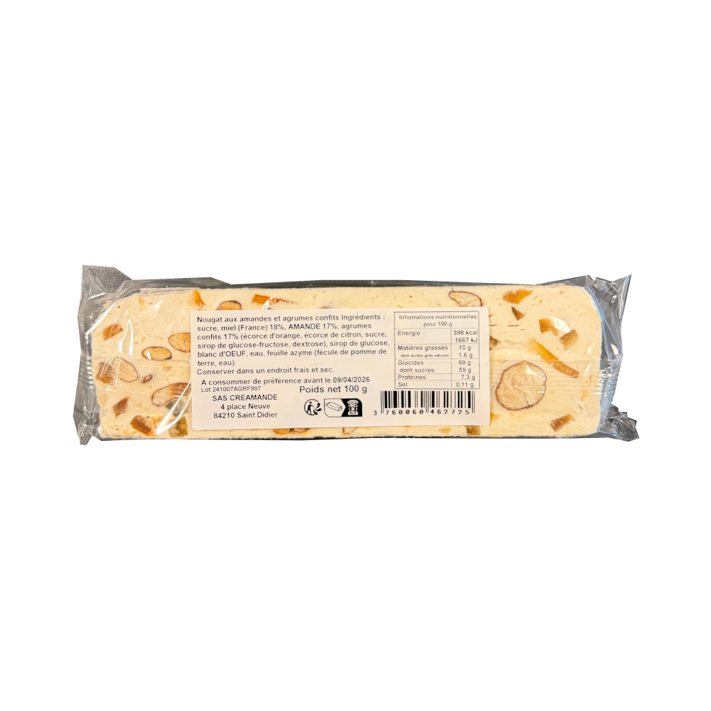 Nougat Silvain - La Conquérante nougat blanc aux amandes et agrumes confits