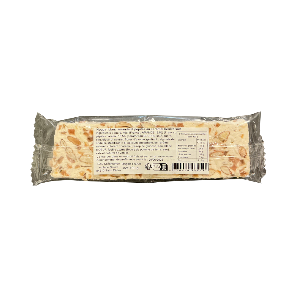 Nougat Silvain - La Pirate nougat blanc aux amandes et pépites au caramel beurre salé