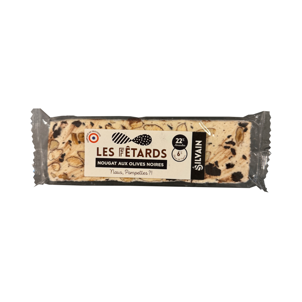 Nougat Silvain - Les fêtards nougat blanc aux olives noires de Nyons