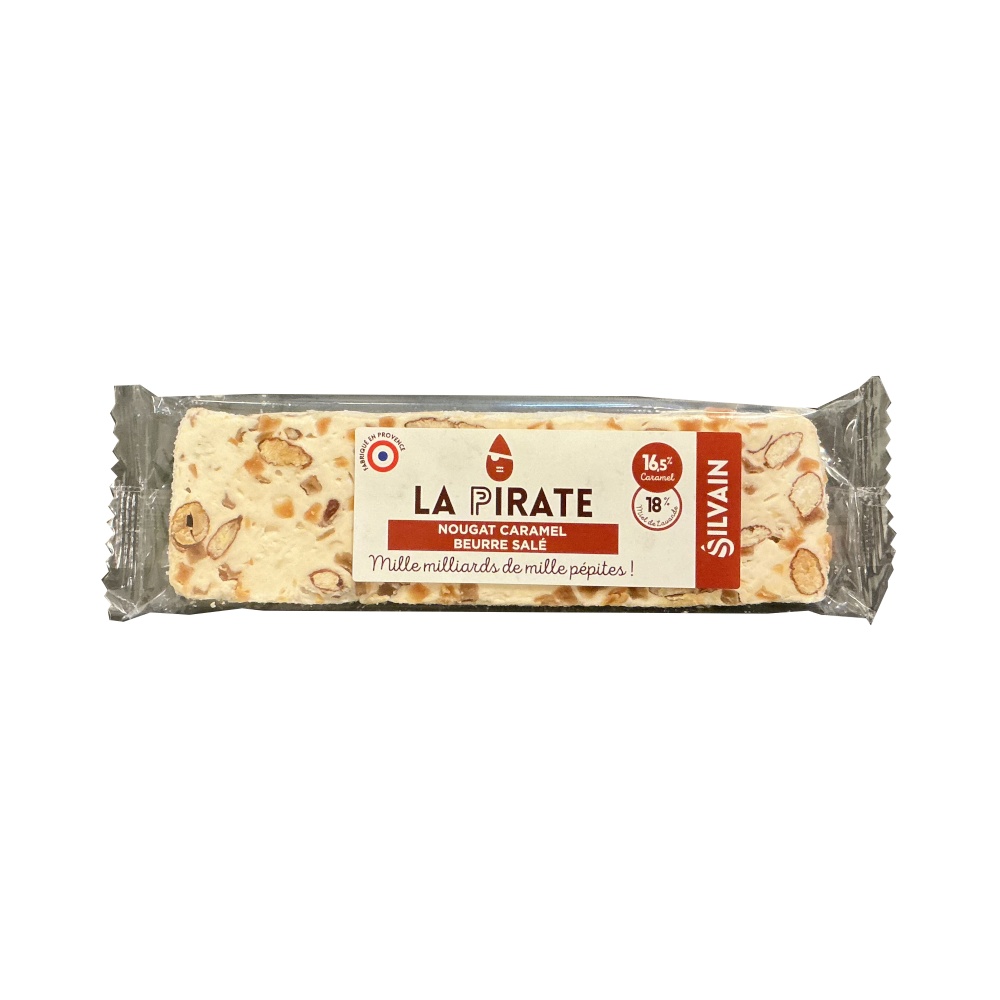 Nougat Silvain - La Pirate nougat blanc aux amandes et pépites au caramel beurre salé