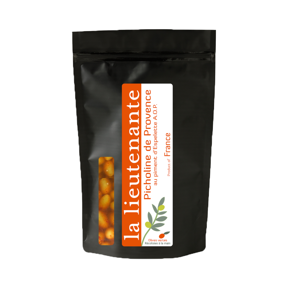 La Lieutenante - Pasteurized green olives - Picholine de Provence with Espelette pepper