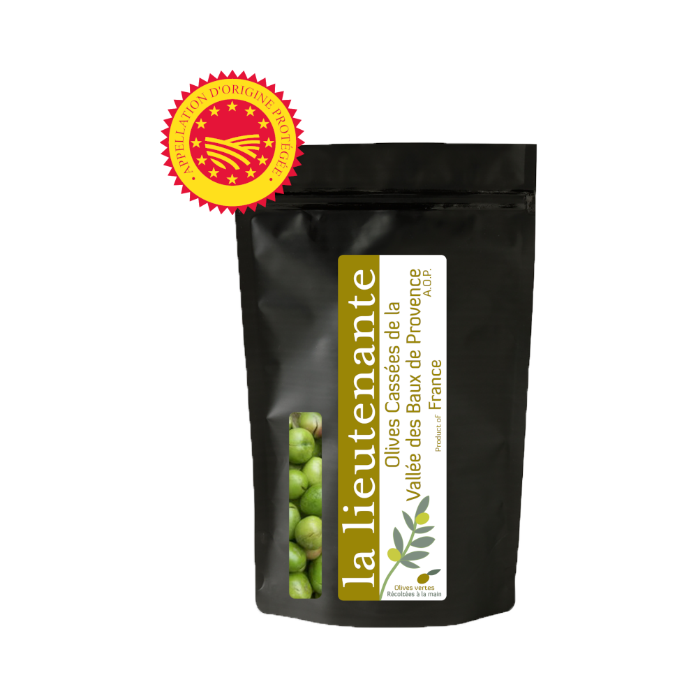 La Lieutenante - Olives vertes pasteurisées cassées de la Vallée des Baux de Provence A.O.P.