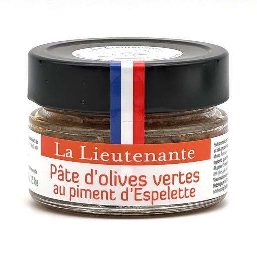 [LLPVPPEV100G] La Lieutenante - Pâte d'olives vertes au piment d’Espelette
