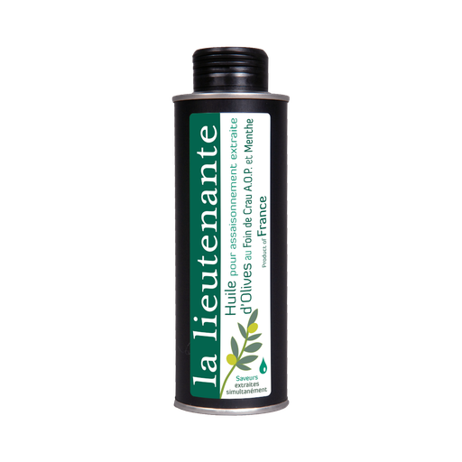 La Lieutenante - Huile pour assaisonnement extraite d'olives - Foin de Crau A.O.P. et Menthe