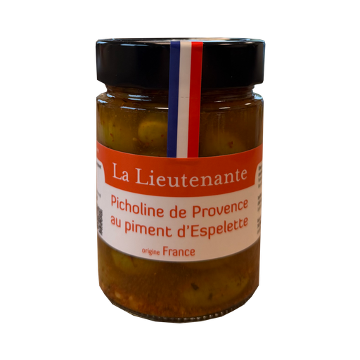 La Lieutenante - Olives vertes pasteurisées - Picholine de Provence au Piment d'Espelette