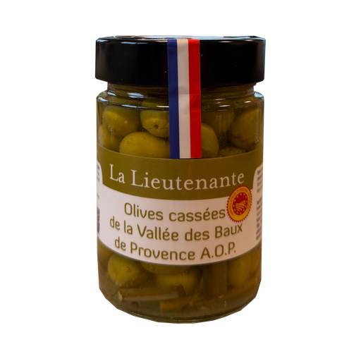 La Lieutenante - Grünen Oliven pasteurisierten "cassées" aus dem Vallée des Baux de Provence g.U.
